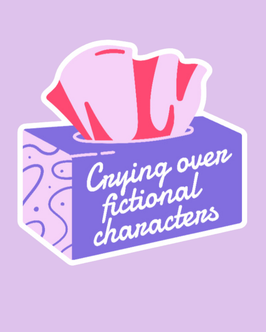 "Crying Over Fictional Characters" Sticker