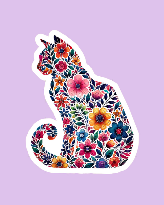 Floral Cat Sticker